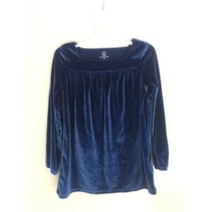 Lands’ End Girls Velvet Velour Navy Blue Holiday Size S 4Y Swing Dress